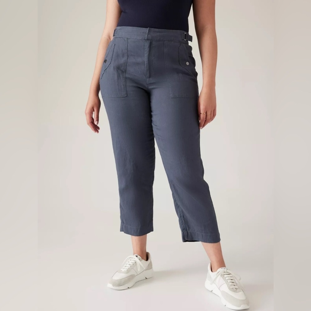 J JILL PURE JILL Garment Dyed Linen Crop Pant Travel Casual Commute Beach Comfy